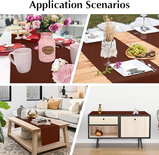 2 Pack Chocolate Small Short Table Runner 12 x 36 Inch Solid Color Runners Coffee Table Dresser for Daily Party Home Decoration