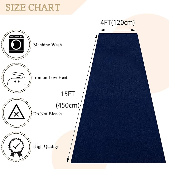 Aisle Runner Navy Blue Velvet 4 x 15 ft for Weddings and Events