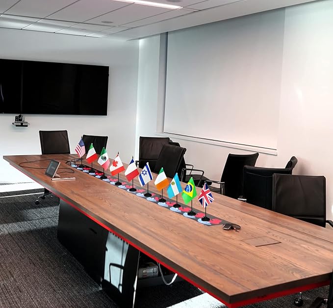 12 Pack Australia Desk Flags Set, Australian Small Mini Table Office Flags with 12" Solid Black Pole, 8.2 x 5.5 Inches, Home and Office Decoration, Festival Celebrations