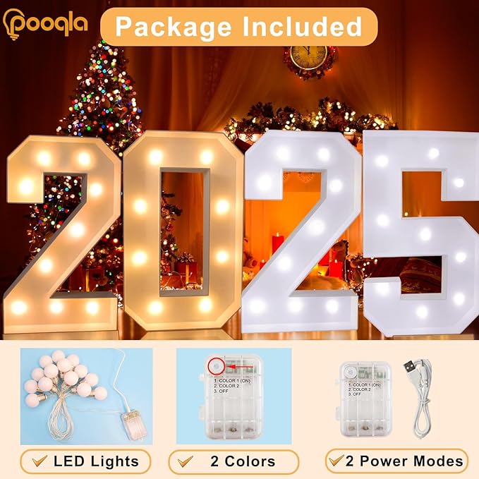 Party Decoration Light Up Marquee Number 6, 3 Ft Foam, Warm or Cold White
