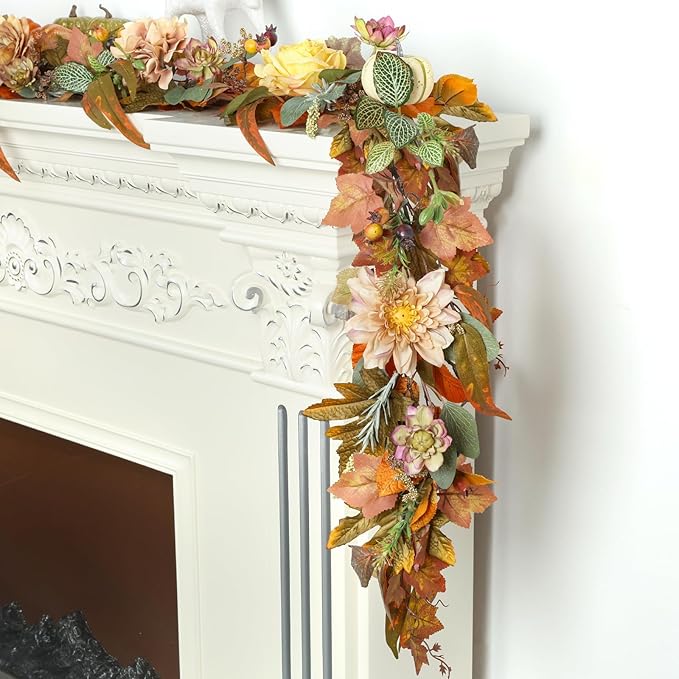 Garland 72 Inch Plastic with Pumpkins and Maple Leaves