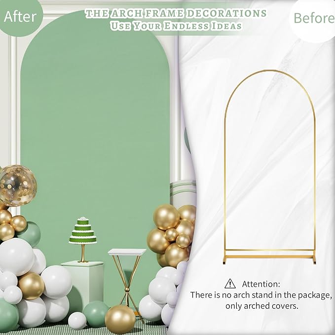 SoarDream Arch Backdrop Cover Sage Green Spandex Fitted 5FT Wedding Arch Covers Balloon Round Top Chiara Arch Backdrop Fabric for Wedding Birthday Party Stage Decoations