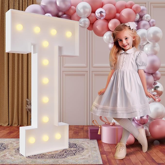 Party Marquee Light Up Letter T, 4-Foot Tall Foam Board Sign