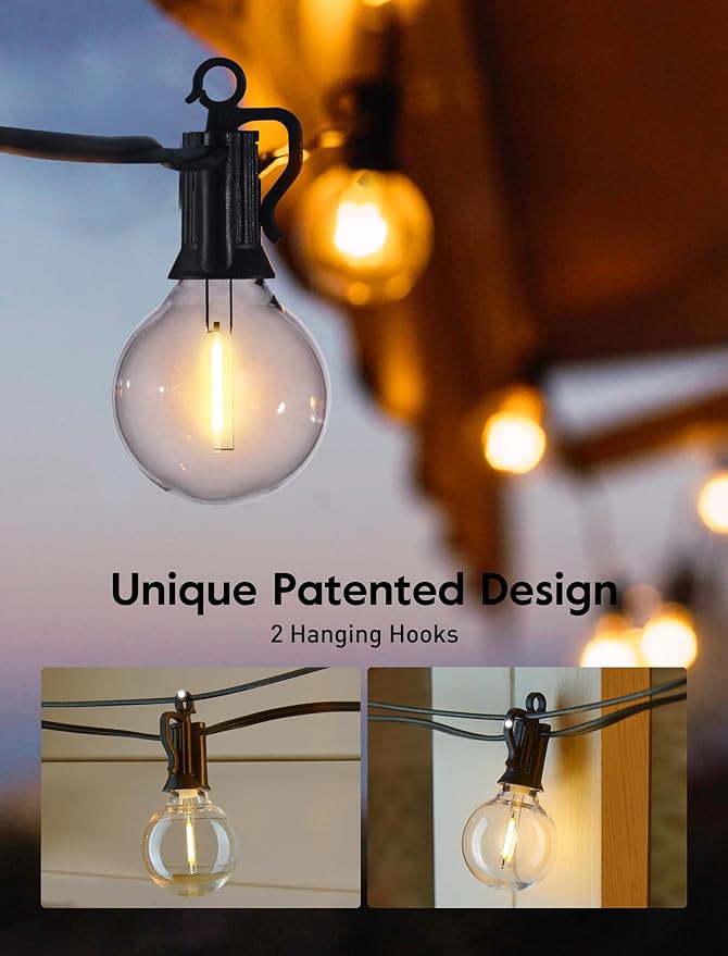 String Lights 69 Ft Outdoor G40 Warm White LED Globe Bulbs