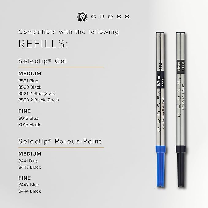 Cross Bailey Light Refillable Rollerball Pen Presented in a Everyday Gift Box - Medium Point, Black Ink, Polished White