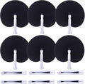12 Packs Decorative Paper Folding Hand Fans Handheld,Black Round Foldable Wedding Fans Chinese and Japanese Fans Bulk for Bridal Guest Church Party Favors Dancing Birthday DIY