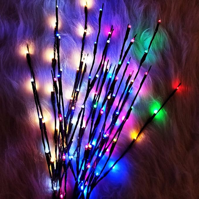 Led Branch Light Battery Operated Lighted Branches Vase Filler Willow Twig Lighted Branch 30 Inch 20 LED for Christmas Home Party Decoration Indoor Outdoor Use Pack of 2 Warm White