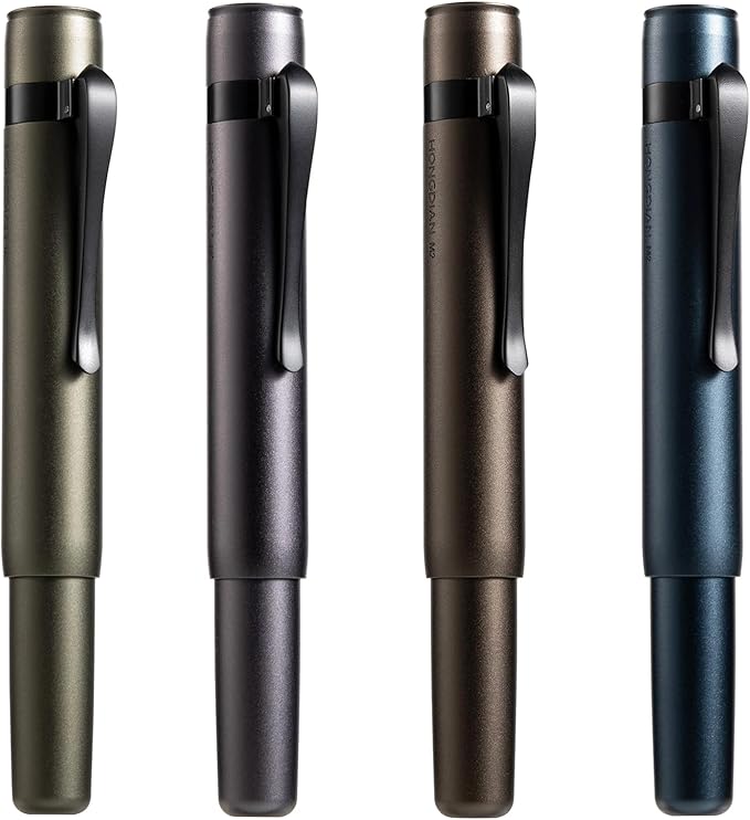 Hongdian M2 Black Forest Mini Fountain Pen, Fine Soft Nib & Sleek Shape Aluminium Short Pocket Travel Pen (Midnight Blue)