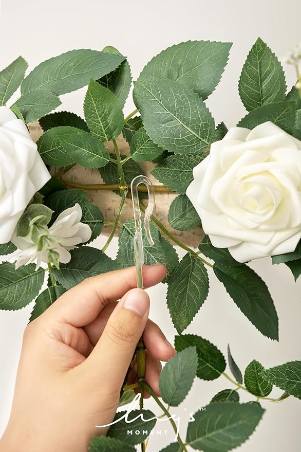 Artificial Flower Garland for Wedding Arch, Silk, 6.5 Ft, White Sage Green