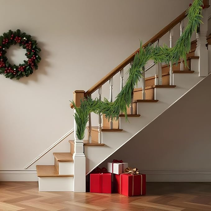 Garland Set of 2 - 6 Ft Green Artificial Norfolk Pine, Waterproof PE