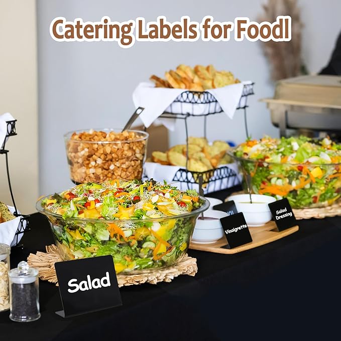 50Pcs Food Labels for Party Buffet PVC Erasable Writing Pad Mini Chalkboard Signs Thickened and Durable Occasions are Birthday Bakery Wedding Price Display Boards