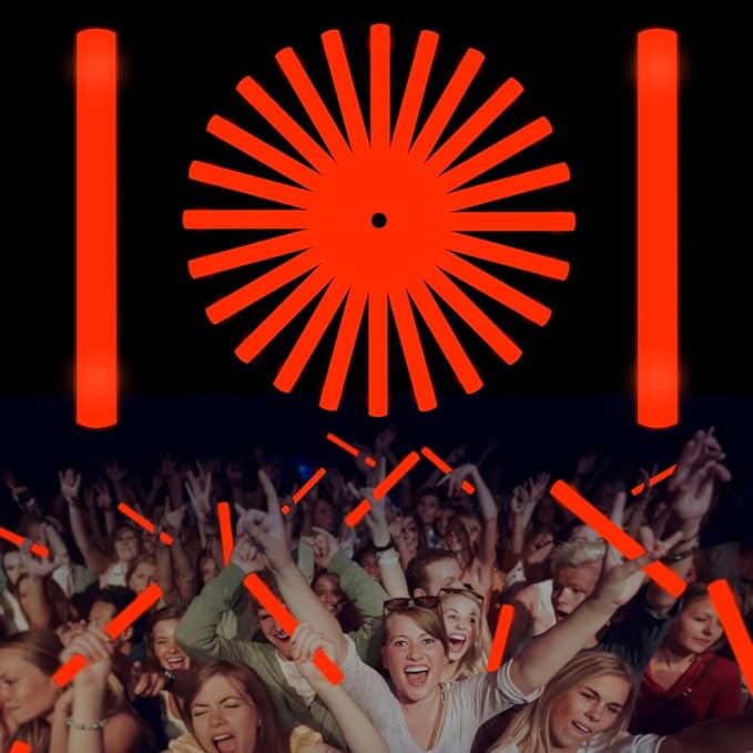 Glow Foam Sticks Bulk, 24 Pcs Red Giant LED Light Up Sticks 3 Modes Flashing Glowing Baton Wands Party Supplies for Wedding, Raves,Concert,Birthday,Christmas, Halloween,Sporting Events