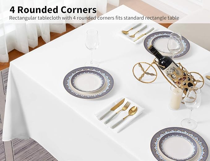 Surmente 10 Pack White Rectangle Tablecloth 90 x 132-inch Rectangular Polyester Table Cloth for Weddings, Banquets, or Restaurants