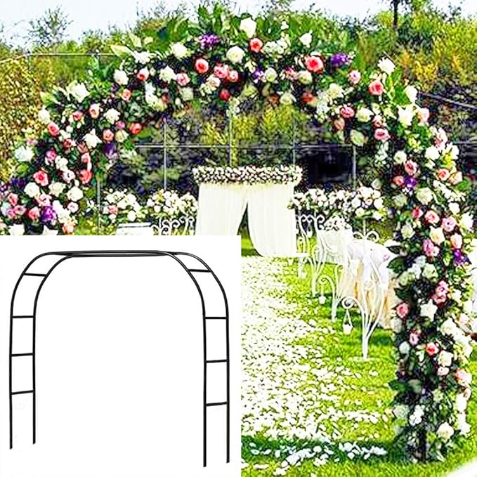Arbor Garden Arch in Black Metal, Wide or High Setup