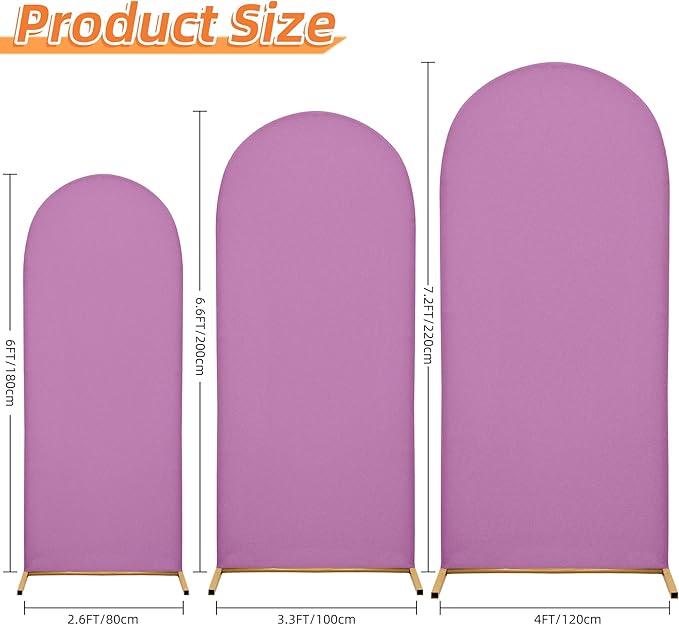 Wedding Arch Cover 7.2FT Arch Backdrop Cover Spandex Fitted Arch Cover for Round Top Chiara Backdrop Stand Covers for Wedding Birthday Party Baby Shower Banquet Ceremony Decoration, lilac