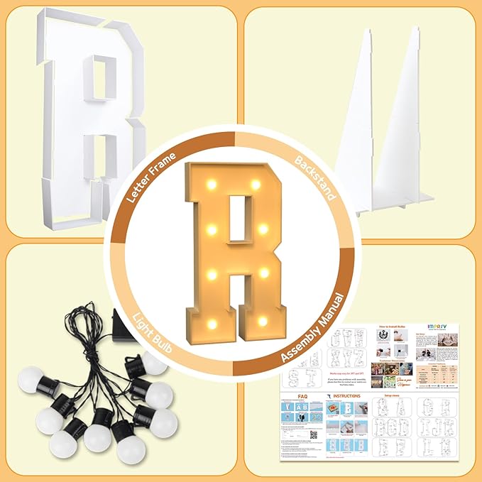 Party Supplies Marquee Light Up Letter R, 3 Ft Foam Board Sign