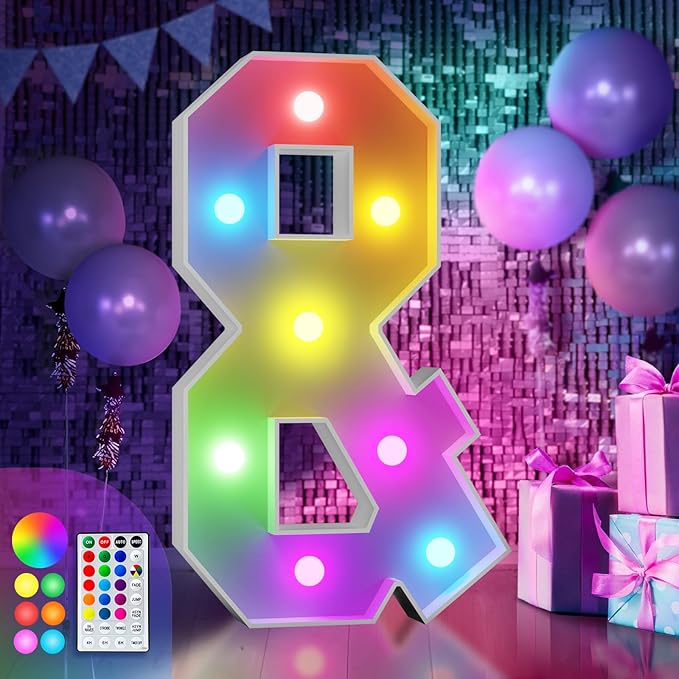 Marquee Light Up Letters and Numbers Decoration, 3 ft, 16 Colors, Remote