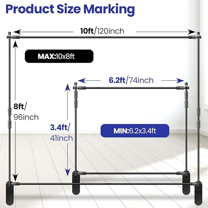 Background Support Equipment: Aluminum Telescopic Backdrop Stand, 3.4-8 Ft