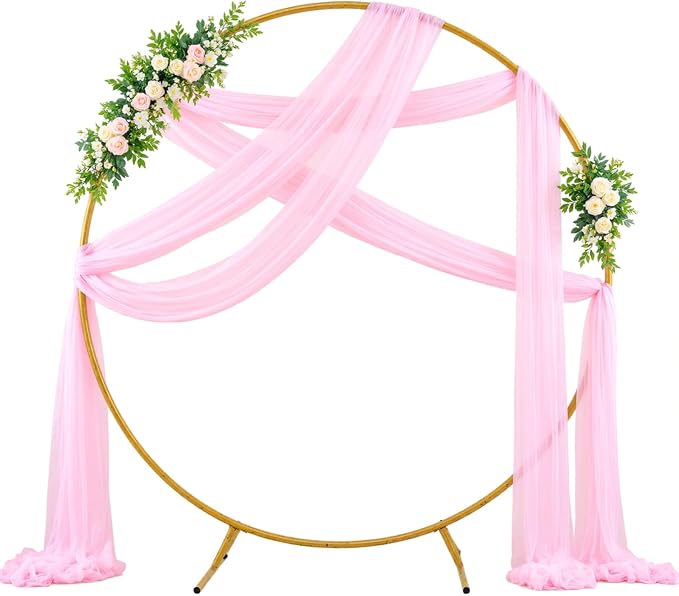Wedding Arch Draping Fabric Backdrop 1 Panel 30" x 19Ft Pink Drapes Curtains for Wedding Reception Sheer Tulle Backdrop Curtain for Ceremony Birthday Party Baby Shower Arbor Ceiling Decorations