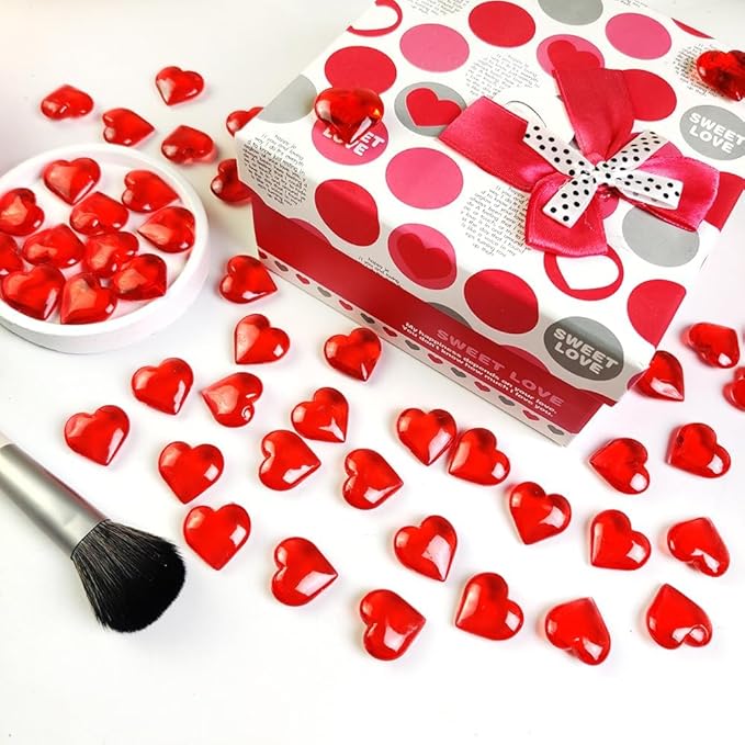 200 PCS Red Acrylic Hearts for Shaped Crystals Fake Heart Gems for Vase Fillers,Table Scatters,Wedding Centerpieces,Birthday,Engagement Party,Bridal Shower Gifts,14 OZ