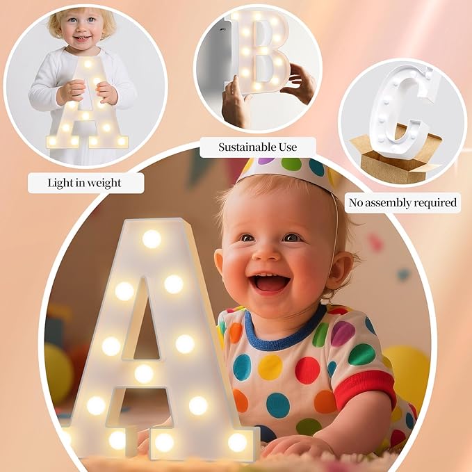 LED Marquee Light Up Letters Sign - Lighted Letters Alphabet for Birthday, Graduation, Bar Wall & Table Party Decor, Wedding Anniversary and Christmas Decorations, Letter E