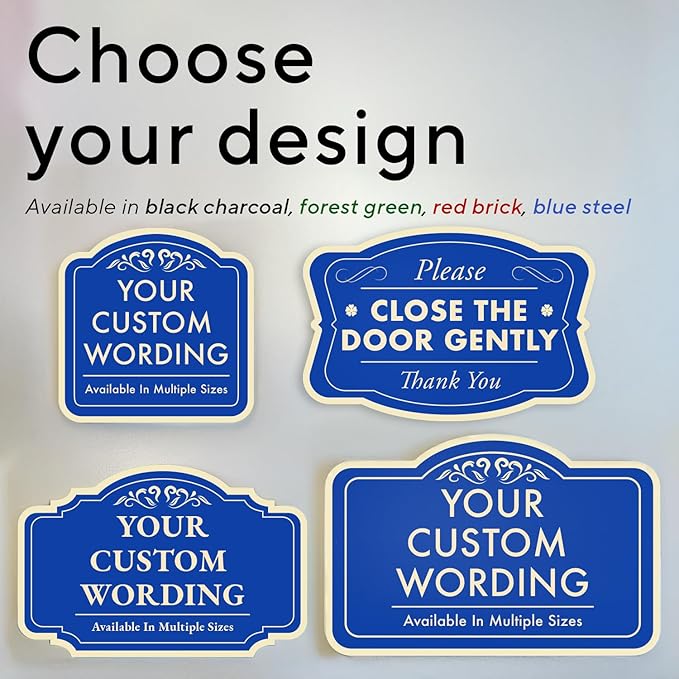 Custom Decorative Outdoor Metal Sign - Personalized Aluminum Driveway Sign, Waterproof, Made in USA - Design 2 Blue Steel 24x18 In