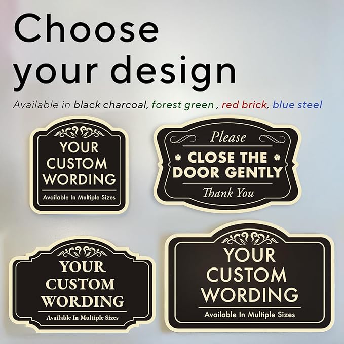 Custom Metal Decorative Signs, Personalized Aluminum, Custom Driveway Signs, Waterproof, Design 2 Black Charcoal 10x7 In