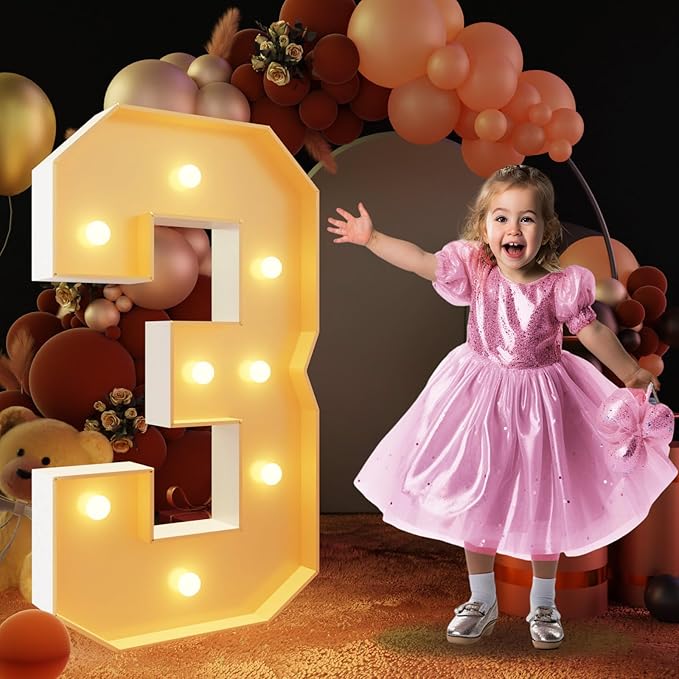 Event Party Supplies: 3 Ft Light Up Marquee Numbers, Foam Board Frame