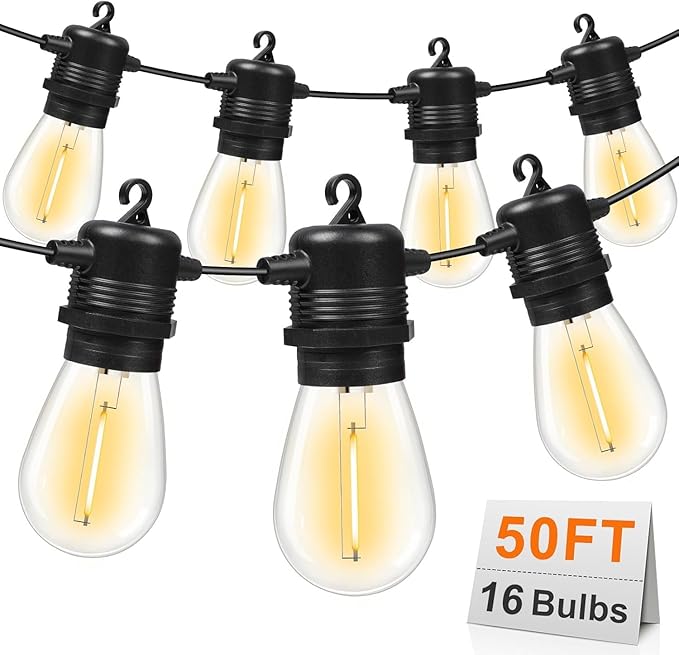 String Lights for Outdoor Use: 50 Ft LED, Yellow, Shatterproof