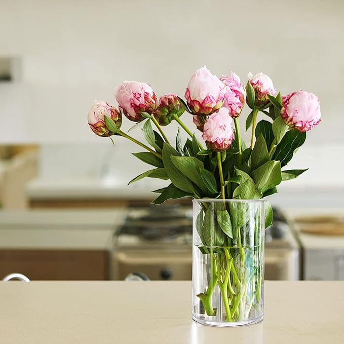 6 Pack Clear Glass Cylinder Vases, 6 Inch Flowers Vase, Floating Candle Holder for Table Centerpiece, Ideal for Wedding, Party Supplies and Home Decor