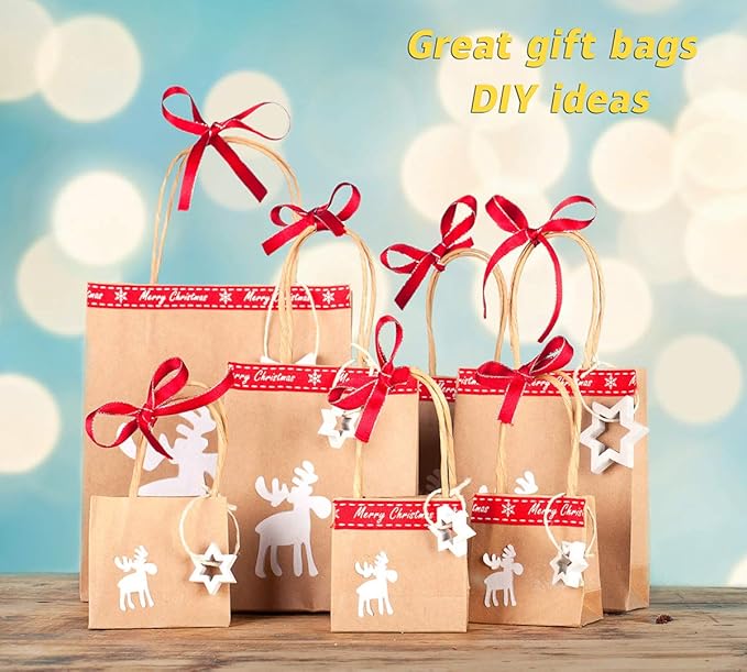 Gift Bags: Brown Kraft Paper with Twist Handles, 100 Count, 10x5x13 Inch