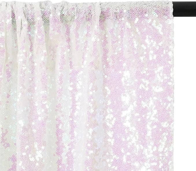 Eternal Beauty White Iridescent Sequin Backdrop, 6x8 Ft Glitter Background Curtains for Shimmer Photography Party Wedding Birthday Back Drop Decor