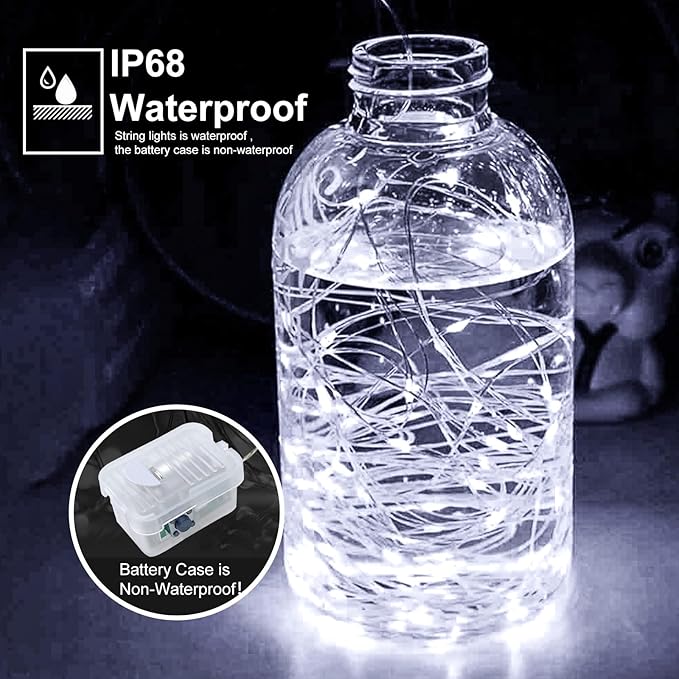 pozzolanas 12 Pack White Battery Operated String Lights - 7ft Waterproof Fairy Lights with 20 LEDs for Home, Mason Jar, Party, Wedding, Halloween, Christmas Decorations