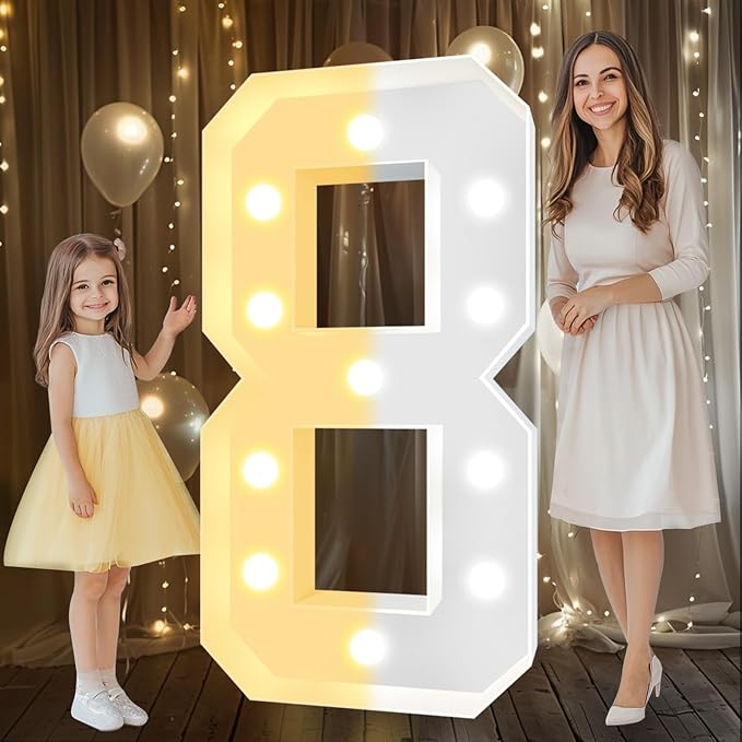 Party Marquee Number Decoration, 4 FT Mosaic Foam with LED Lights