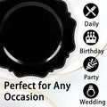 Dinner Plates, 9.5 Inch Black Disposable Plastic, Pack of 100