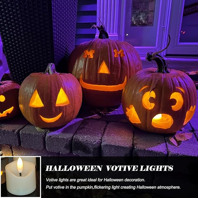 36 Pack Battery Operated Votive Candles 1.5 x 1.67 inches Flameless Votive Tealights Black Wick Tea Lights LED Electric Fake Candles Realistic for Wedding Christmas Thanksgiving Party Decoration