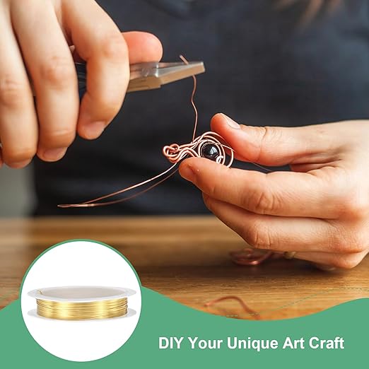 0.5 mm/24 Gauge Copper Wire for Jewelry Making, 20.3FT Copper Beading Craft Wire for Jewelry/Weaving/DIY Crafting/Planting, Color-Retaining [6.2M, KC-Gold]