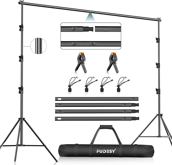 Backdrop Support Stand Kit, Black Aluminum, 3.4 to 10 Ft Adjustable