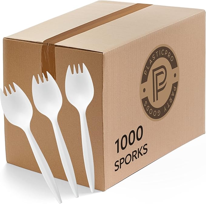 Spoons for Parties: 1000 Count White Plastic Sporks, Medium Weight
