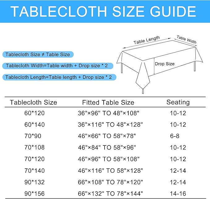 Rectangle Tablecloths 2 Pack, White Faux Linen, 70 x 140 Inch