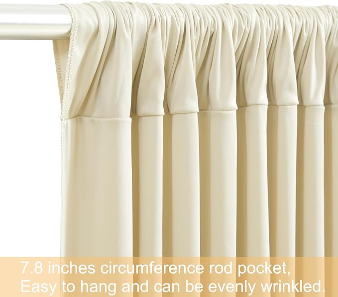 Backdrop Curtain Panels in Beige, Set of 10, 5 x 12 ft Wrinkle-Free