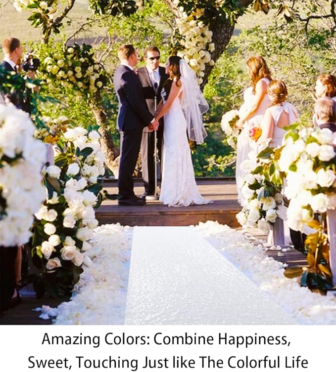 White Aisle Runner Rug, 4 x 15 ft Rectangular for Weddings and Events