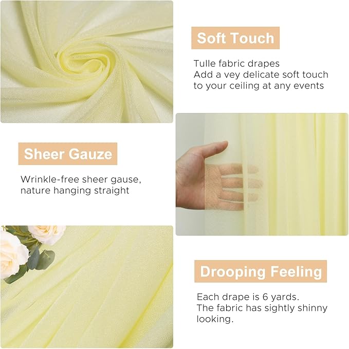 Wokceer Beige Wedding Arch Draping Fabric Backdrop 3 Panels 28.7" X 20FT Sheer Drapes Fabric for Wedding Arbor Ceremony Party