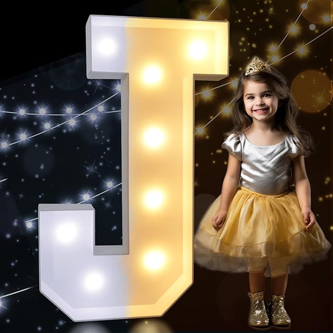 Decoration Marquee Letter J, 3 Ft Foam LED Light Up Wall Sign