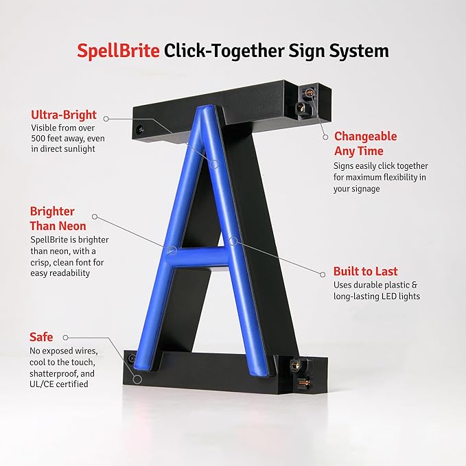 SpellBrite COLD BEER Sign | Beer-Related Sign with Neon Look, Blue LED Light Source | 16.8" x 15.0"