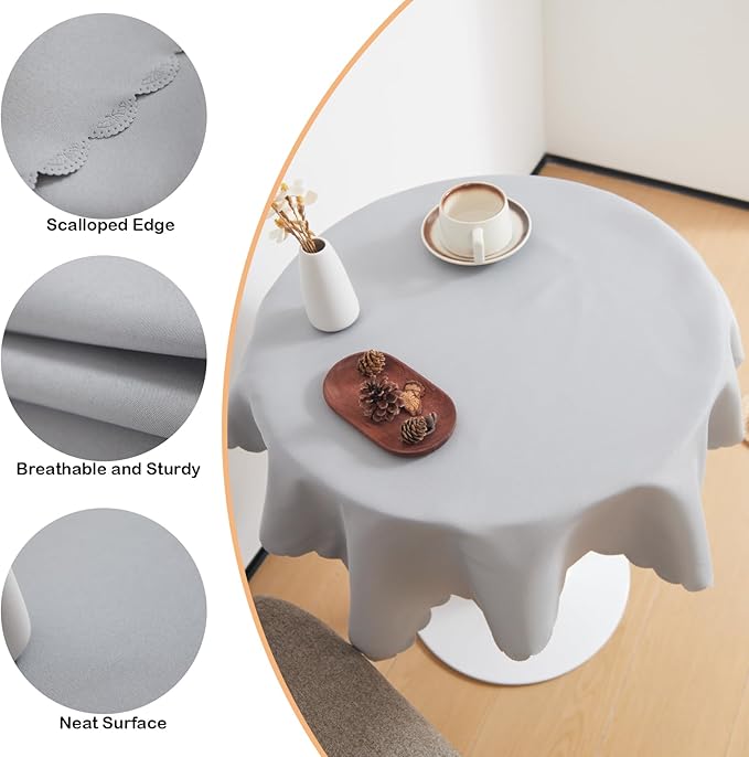 Small Square Grey Tablecloth 36 x 36 Inch Polyester Fabric Washable Table Cover Decorative Wrinkle Resistant Solid Color Table Cloth for Dining Party Wedding Camping