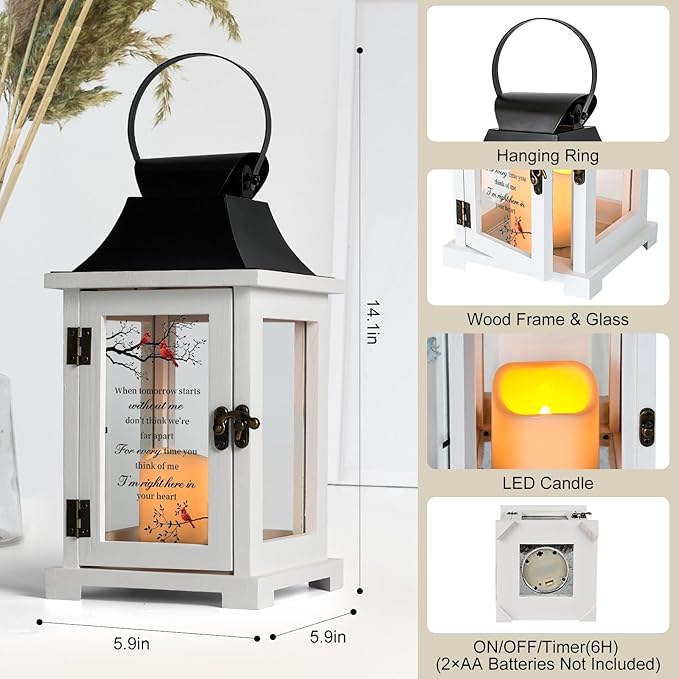 Decorative Candle Lantern with Wood, Iron Sheet and LED Candle