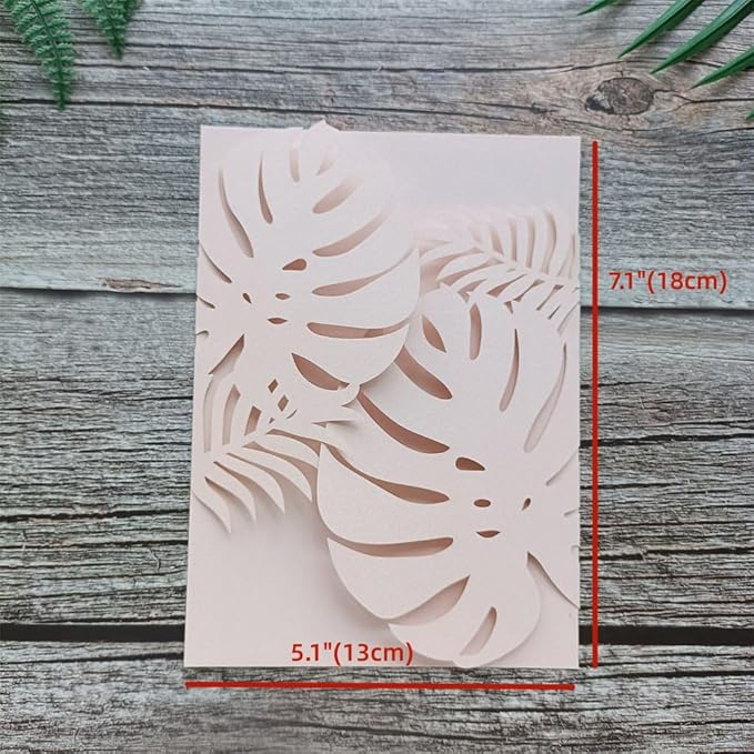 MillaSaw Flower Laser Cut Invitations Pink Plame Invitation Jacket With Envelope, for Wedding Anniversary Birthday Cards Holiday Party Decoration (soft pink)