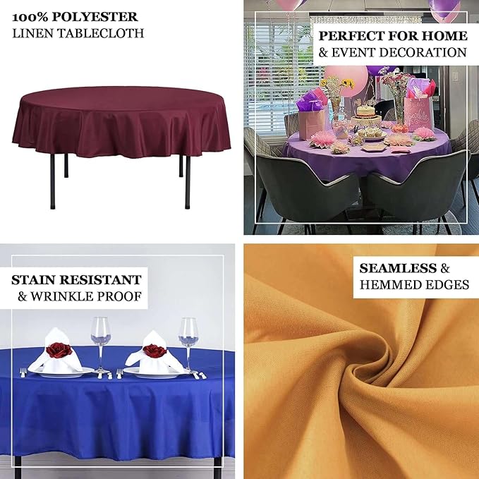 Efavormart Round Tablecloth, 70 Inch Stain & Wrinkle Resistant Washable Table Cloth, Decorative Polyester Fabric Table Cover for Banquet, Wedding, Dining- Chocolate