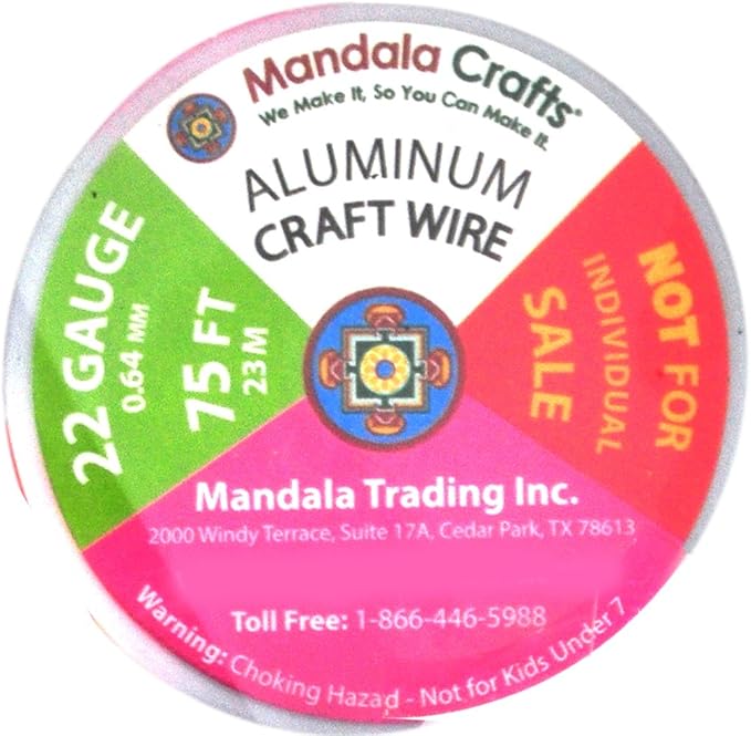 Mandala Crafts 22 Gauge Anodized Aluminum Craft Wire for Jewelry Making - 450 FT Colored Flexible Silver Black Wire - Bendable for Bonsai Armature Crafting Sculpting